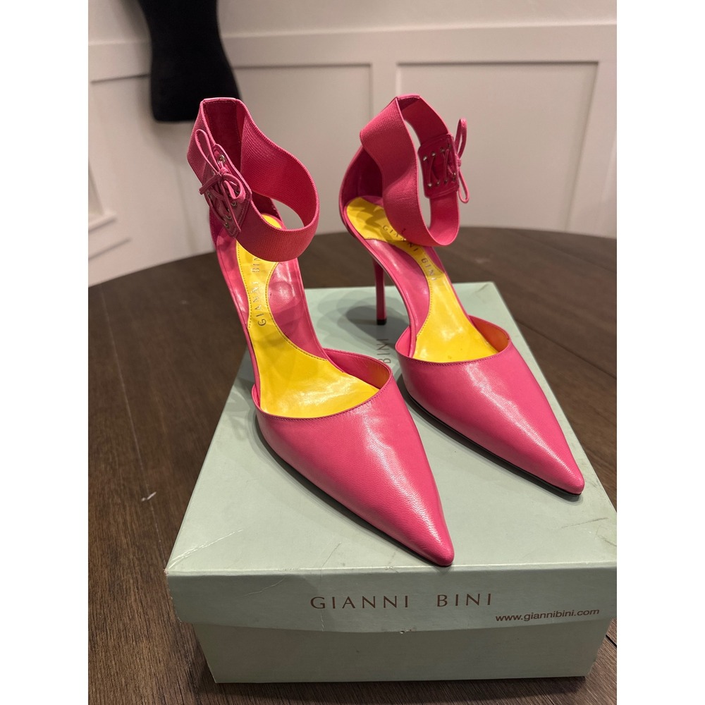 Gianni Bini Women's Hot Pink Pointed Toe Ankle‎ Strap Stiletto Heels Shoes 8M